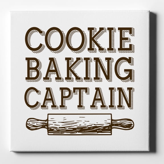 Cookie Baking Captain Rolling Pin - 10" x 10" - Decorative Canvas Wall Art - White Edge - 5/8" Gallery Wrapped