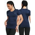 thumbnail image 3 of NELEUS Womens Plus Size Workout Athletic Shirt Yoga Quick Dry Slim Fitting Tops Short Sleeves,Black+Gray+Navy Blue,US Size 2XL, 3 of 8