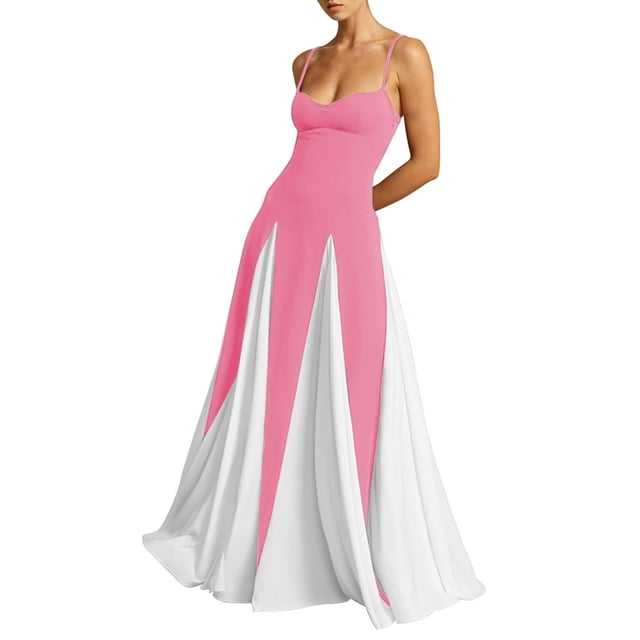 Vestido de fiesta EEMEII 2025 con tirantes finos, sin mangas, patchwork
