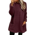 thumbnail image 2 of 2025 Sweatshirt for Women Womens Winter Coat Loose Wool Jacket Long Sleeved Jumper with Pockets Oversized Sweatshirt for Women Red SClearance!, 2 of 6