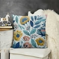 thumbnail image 2 of YINGXI  Blue and Yellow Floral Leaves Watercolor Decorative Pillow Covers Cozy Soft Throw Pillowcase Square Couch Cushion Cover for Home Decor Sofa Living Room Bed Car 20x20in, 2 of 5