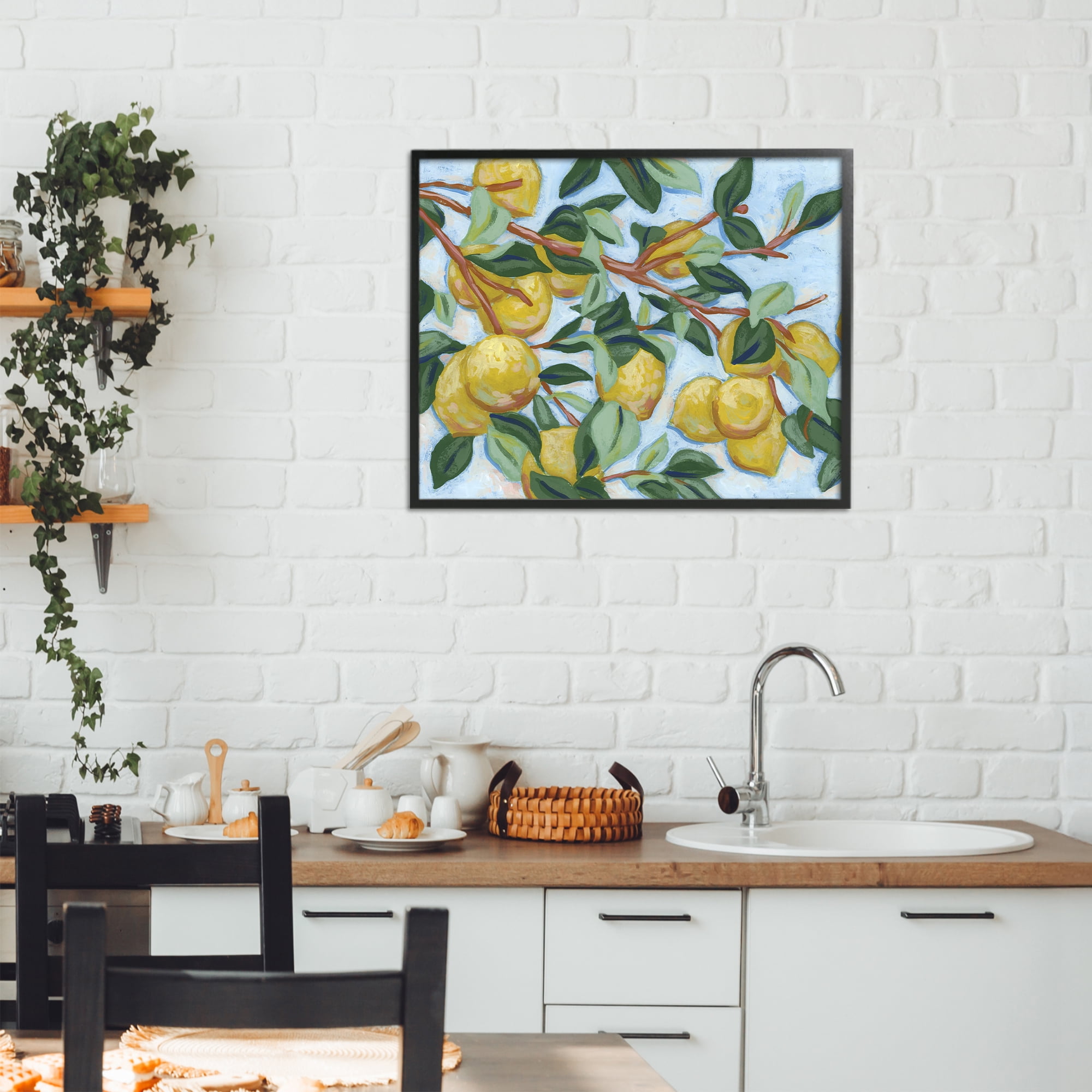 Stupell Industries Sunshine Citrus Tree Black Framed Giclee Art, design by June Erica Vess