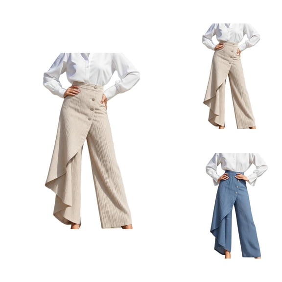Flowy Pants for Women 2026 Trendy High Waisted Wide Straight Leg Loose Lounge Pants with Skirt Beach Trousers
