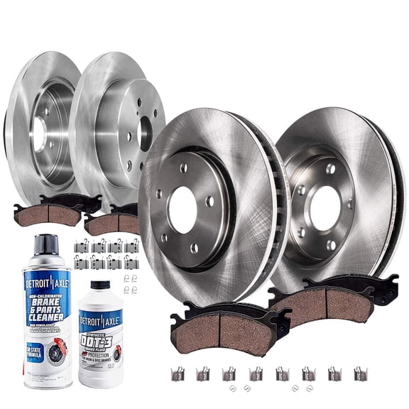 Detroit Axle - 10pc Brake Kit for 2012-2018 Toyota Prius V, Disc Brake Rotors Ceramic Brakes Pads 2013 2014 2015 2016 2017 Replacement 10.83" inch Front and 11.42" inch Rear Rotor