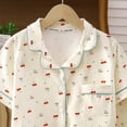 thumbnail image 4 of Kogui Baby Pajamas Girl Kids Toddler Girl Pajamas Short Sleeve Button Down Shirt Top and Shorts 2pcs Pjs Sets Sleepwear 2T 3T (Beige,2-3 Years), 4 of 4