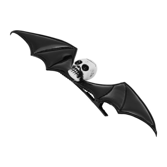 Unique Bargains 1 Pc Hair Clip Halloween Funny Bat Wing Skull Hair Clips for Women Black