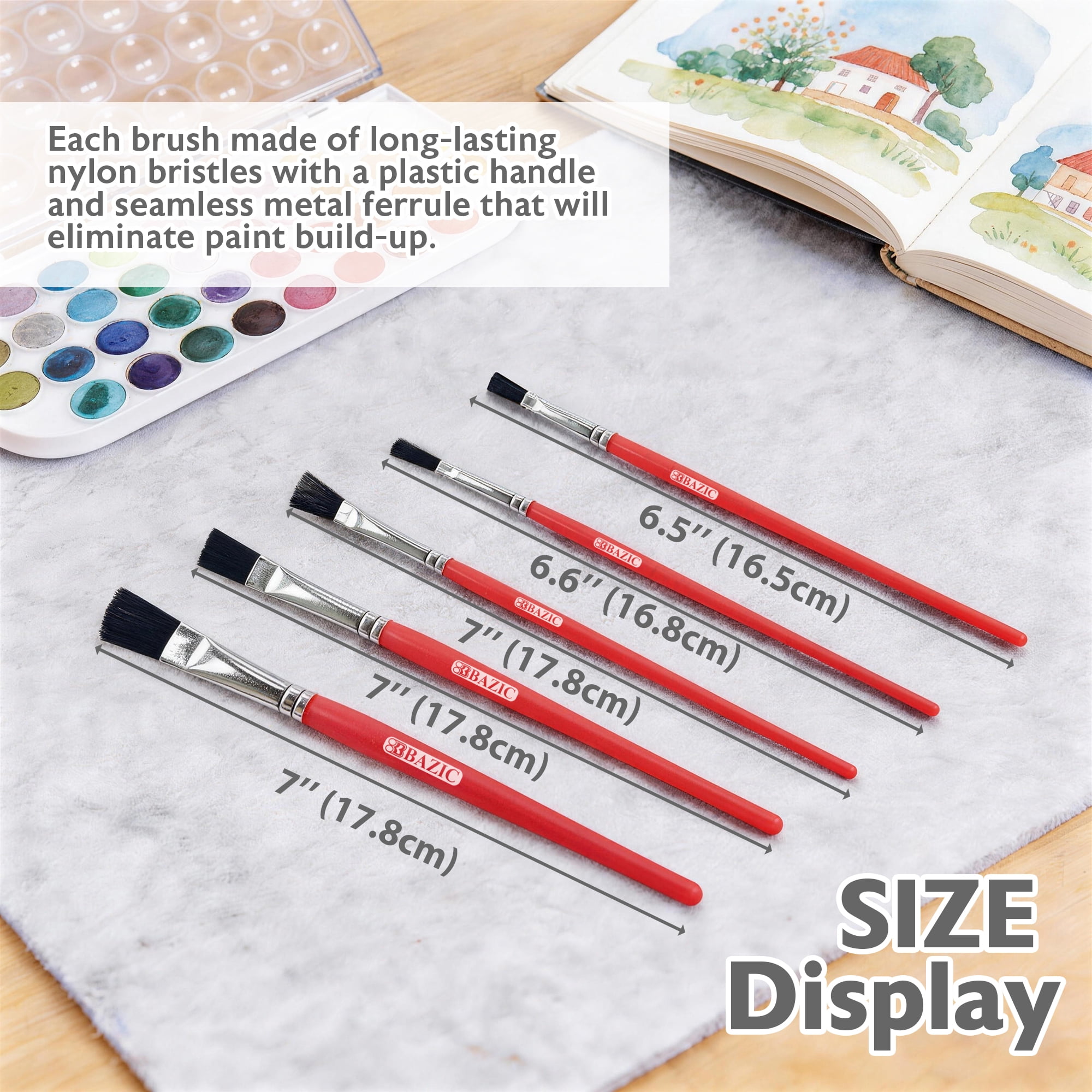 BAZIC Asst. Size Kid's Paint Brush Set (9/Pack) / Box Qty - 24