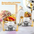 thumbnail image 4 of Ktaxon 2 Pack Chafing Dish for Buffet with Lid Holder, 5 Quart Stainless Steel Buffet Set, Round Chafers and Warmers Sets for Party, Catering, Wedding, Banquet, Graduation, 4 of 7