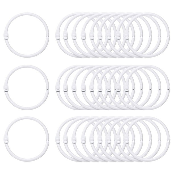 Anillos de carpeta Uxcell de 50 piezas de 1.5 pulgadas, anillos de metal para hojas sueltas, anillos coloridos, blanco