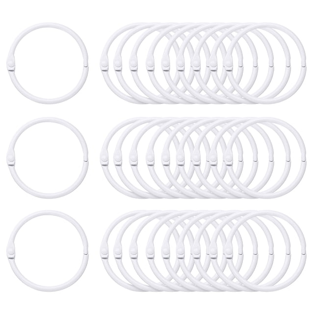 Anillos de carpeta Uxcell de 50 piezas de 1.5 pulgadas, anillos de metal para hojas sueltas, anillos coloridos, blanco