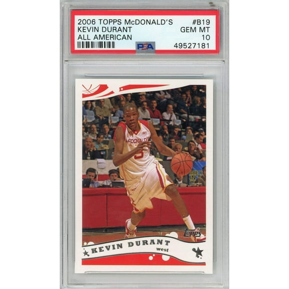 Graded 2006 Topps McDonalds Kevin Durant #B19 All American Rookie RC Basketball Card PSA 10 Gem Mint