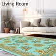 thumbnail image 2 of ODIKA 2'x3' Machine Washable Non-Slip Area Rug, Heritage Blossom Festival Artistry Celebrating Nature High Traffic Rug with Pad, Blue, 585896, 2 of 8
