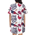 thumbnail image 3 of Bixox Women's Red Wine Glass Bottle Printed Pajama Set 2 Piece Lounge Set Top and Shorts Soft Pajamas, Shorts with Pockets, 3 of 7