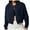 Navy, variant on TTUHYWXI Women's Spring Varsity Bomber Jackets Long Sleeve Cropped Button Down Casual Coat with Pockets Outwear (Black, S)