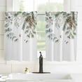thumbnail image 3 of Christmas Pine Cone Window Short Curtains 63 Inch Length, Winter Xmas Eucalyptus Leaves Rod Pocket Window Treatment Kitchen Drapes for Bedroom, Cafe, Living Room, 2 Panels, 52 W x 63 L, 3 of 5
