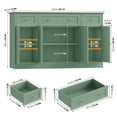 thumbnail image 2 of Homfa 55"W Sideboard Credenza with Adjustable Shelves, 4-Doors 3-Drawers Farmhouse Storage Buffet Cabinet, Coffee Bar Cabinet for Kitchen Dining Living Room, Green, 2 of 7