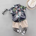 thumbnail image 6 of Toddler Boy Outfits Loose Coconut Tree Print Lapel Short Sleeve Shirt Top And Shorts 2 Piece Daily Wear Baby Boys' Clothing Sets, 6 of 9