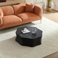 thumbnail image 2 of Black Petal Coffee Table With Fiberglass Surface And Birch Wood Grain Veneer For Living Room Decor, 2 of 8