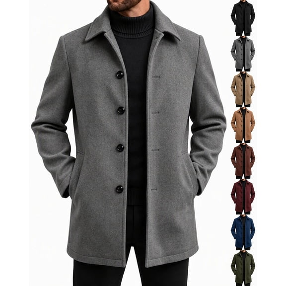 LONKITO Mens Peacoat Long Jackets Relaxed Fit Outerwear Coats with Pockets for Fall Winter Clothes