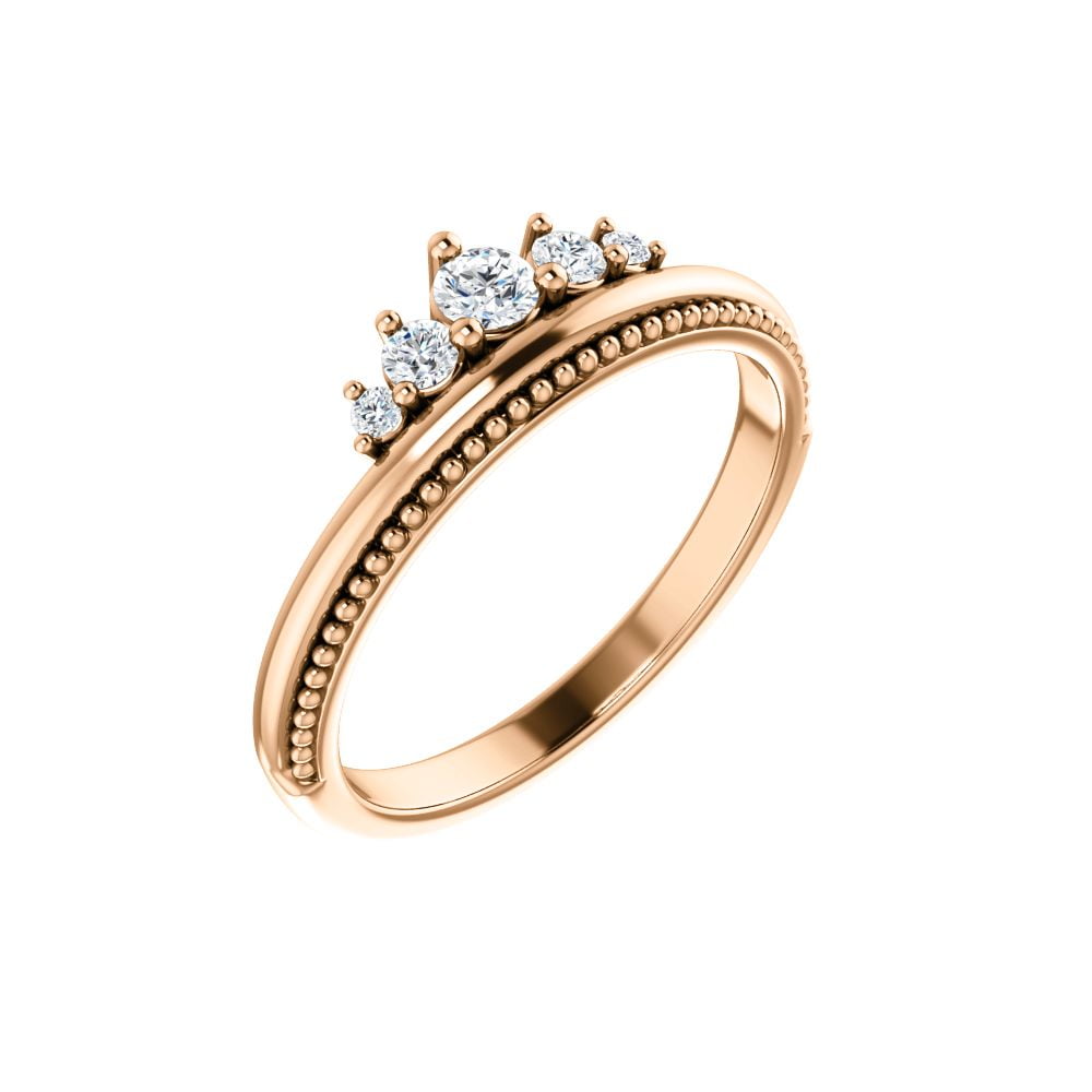 Diamond2Deal - 14K Rose Gold 1/5 Cttw Diamond Stackable Crown Ring