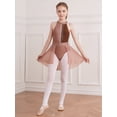 thumbnail image 3 of iiniim Kids Girls Cutout Back Shiny Rhinestone Leotard Asymmetrical Chiffon Dress Ballet Modern Lyrical Dancewear Size 6-16 Coffee 10, 3 of 7
