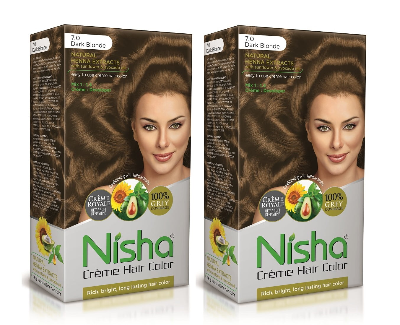 Nisha Creme Hair Color Natural Henna Extract Hair Dye Colour 7.0