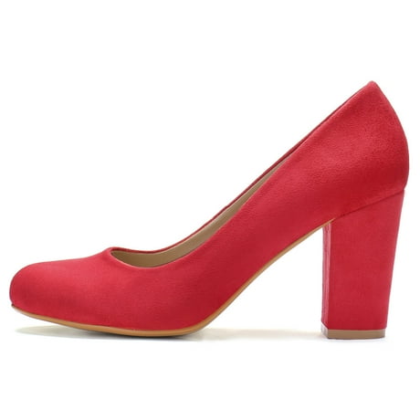 Rounded Toe Red Block Heel Shoes Rounded Toe Red Block Heel Shoes
