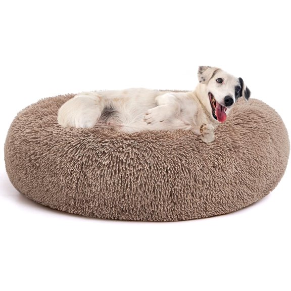 Round Orthopedic Dog Bed with Donut Cuddler Design Ultra Soft Washable Cushion for Dogs and Cats 30 Inch Brown