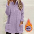 thumbnail image 2 of Dyfzdhu Long Sleeve T-shirt For Women Fall Fashion Fuzzy Fleece Pullover Sweatshirt Fall Winter Clothes Soft Warm Long Hoodie With Pocket Casual Top, 2 of 6