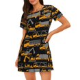 thumbnail image 1 of Vsdgher Motif Excavateur Jaune Chemise de Nuit à Manches Courtes Col Rond Mignonne Robe de Nuit Confortable, 1 of 6