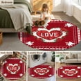 thumbnail image 6 of Round Rugs 6 Ft, Red Valentine's Day Non Slip Area Rugs for Kitchen Bedroom Entryway, Love Heart Spring Floral Roses Washable Carpet Runner Rug Floor Mats for Bedroom Home Decor, 6 of 9