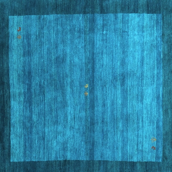 Ahgly Company Indoor Square Abstract Light Blue Contemporary Area Rugs, 4' Square