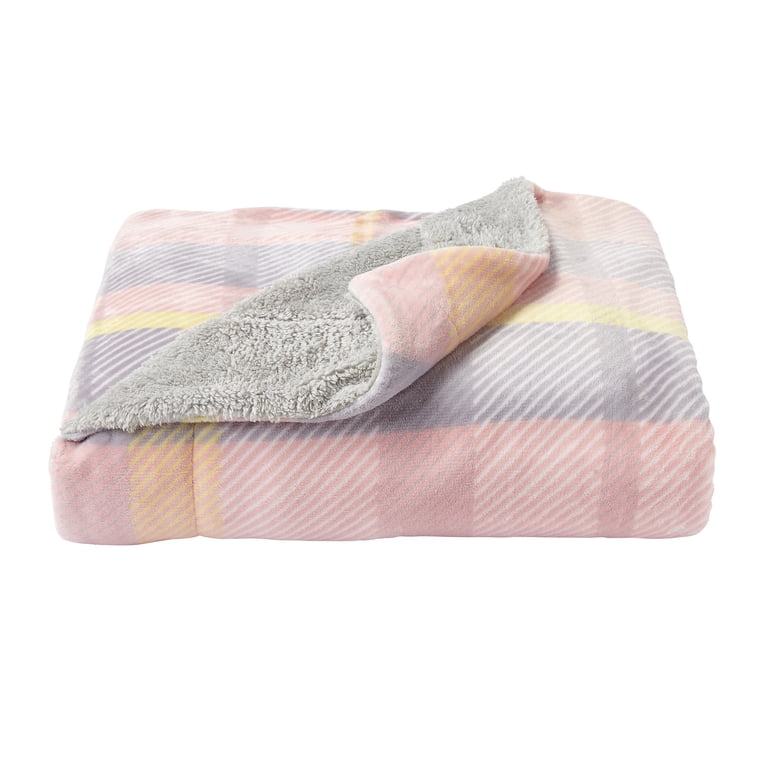 Somerset Home Poly Fleece Sherpa Throw Blanket 70x60 Plaid photo 8