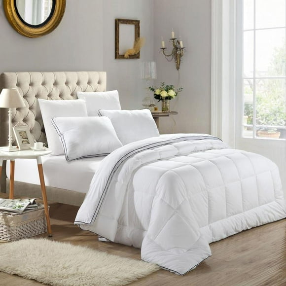 Air Pocket 100% Egyptian Cotton 300 Thread Count All Seasons Breathable Elegant Ultra Soft Contemporary White Microgel Duvet set