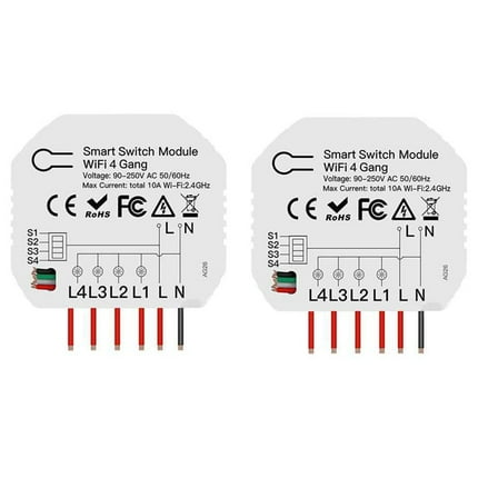 2Pcs 4 Way Smart WiFi Switch Module Tuya Smart Light Control Switch App Remote Control Dimmer Curtain Switch