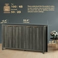 thumbnail image 6 of ARKANTOS 4-Door Sideboard Buffet Cabinet with Adjustable Shelves, Wave-pattern Panel, Charcoal Oak, 6 of 14