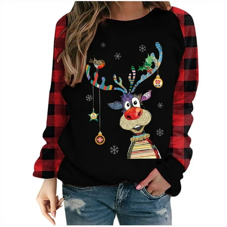

Christmas Tshirts for Adults Sweatshirts Tshirt Shirts Women Women s Fashion Crewneck Long Sleeve Pullover Top Plaid Maternity Blouses And Casual Tunic Sweater Gnome Womens Fall Fashion 2022