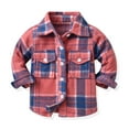 thumbnail image 2 of PINQI Baby Fashion Coat Toddler Boys Girls Shirt Coat Jacket Plaid Long Sleeve Kids Turn Down Collar Button Tops Outwear with Pockets Warm Fall Winter Clothes, 2 of 7