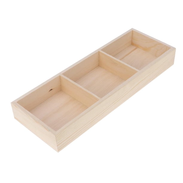 Bandeja organizadora de joyas de madera sin terminar, apilable, para exhibir pendientes 3