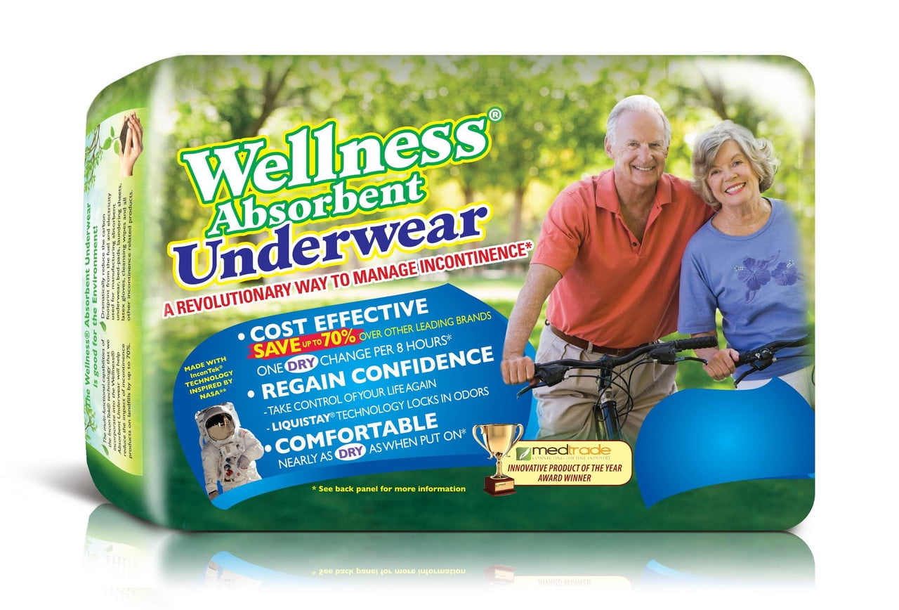 Wellness Absorbent Underwear, 2X-Large (40-60 Inch) - Pack of 11