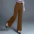 thumbnail image 2 of Wide Leg Dress Pants for Women Pull On Stretchy Work Pants High Waisted Business Casual Trousers Slacks with Pockets Brown XL, 2 of 5