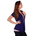 thumbnail image 2 of Simply Ravishing Women's Basic Short Sleeve Hip Length Open Drape Cardigan, Medium, Sage, 2 of 4