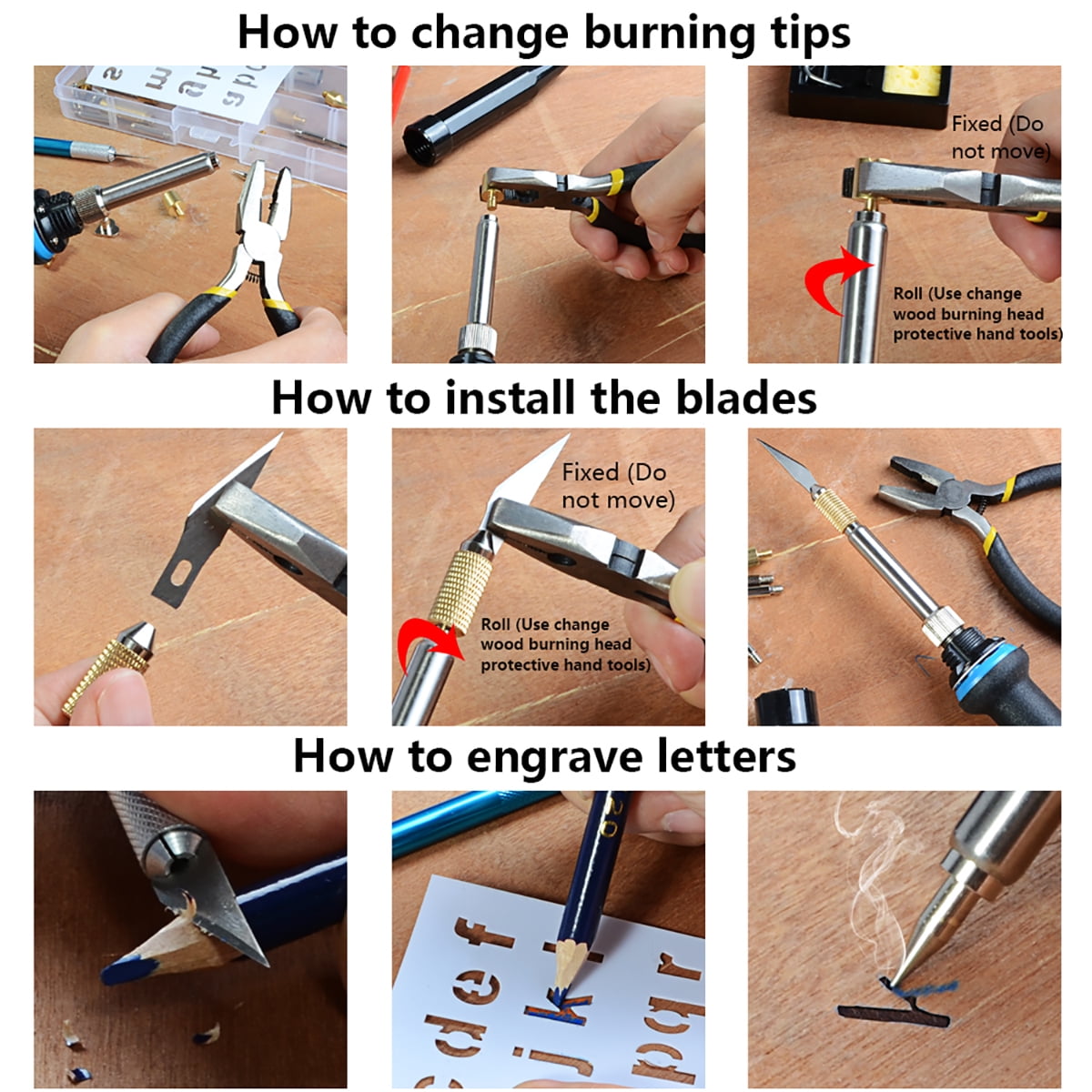 39Pcs Wood Burning Pen Soldering Iron Engraver Tips Burner Number Letter Stencil