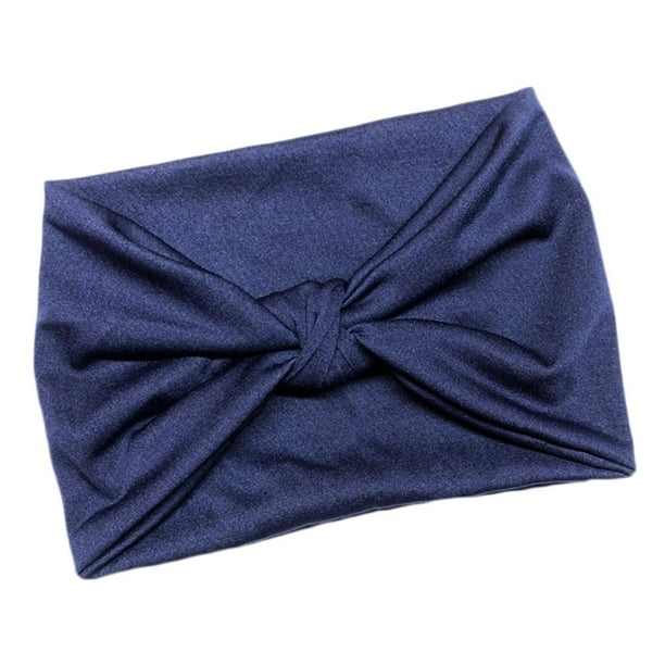 Diadema extra ancha, ajuste cómodo, tela suave y elástica, para yoga, 15 colores Azul marino