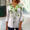 thumbnail image 2 of Ruimatai Women's Pleated Belted Tunic Top 3/4 Sleeve Printed Casual Button Down Shirt Flowy Blouse with Pockets, 2 of 5