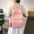 thumbnail image 5 of Polka Dots School Backpack, Cute Star Decoration Backpack with Adjustable Side Pockets, Lightweight School Bookbag with Pendant for Travel College, Pink, 5 of 10