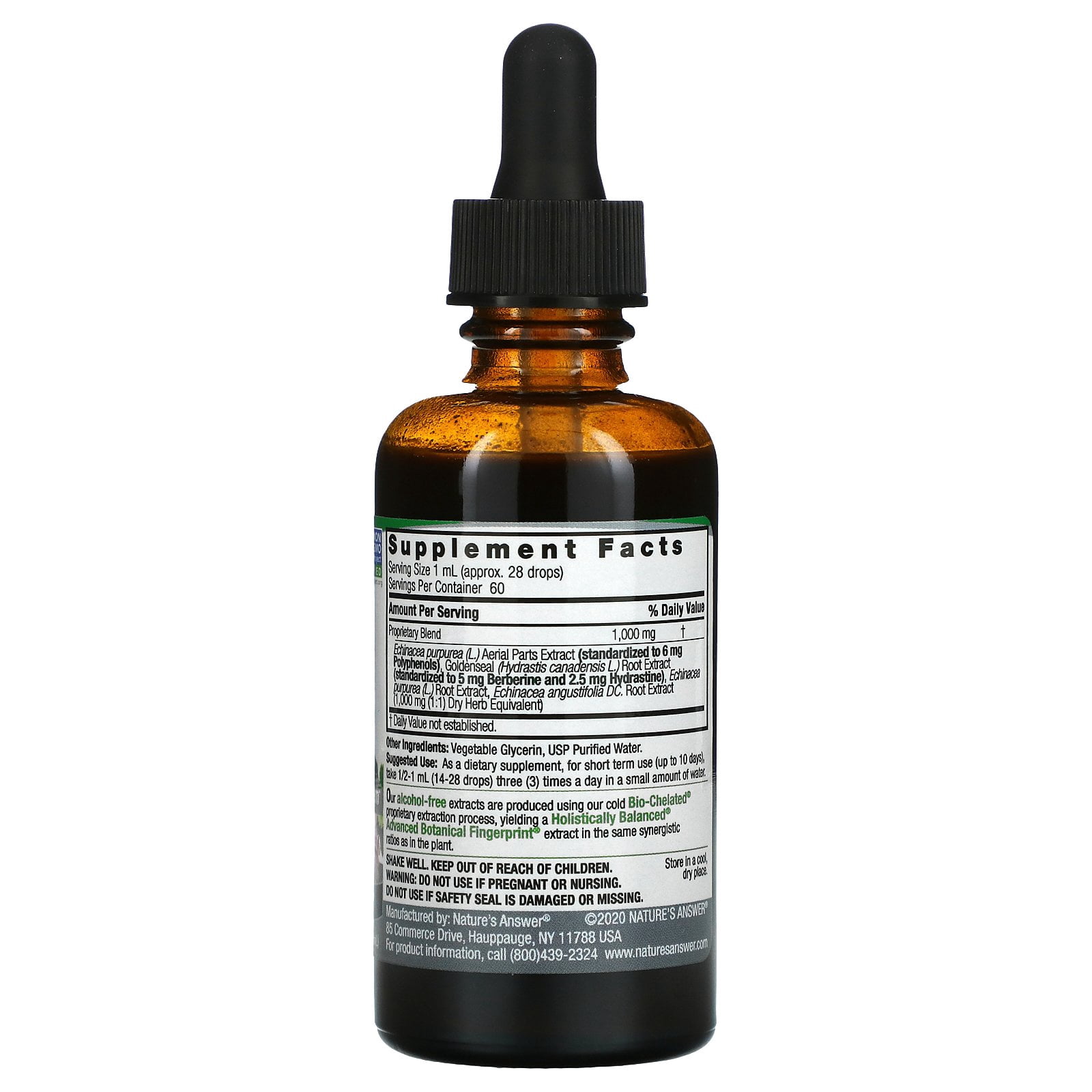 Nature's Answer Echinacea and Goldenseal Root 2oz Alcohol Free