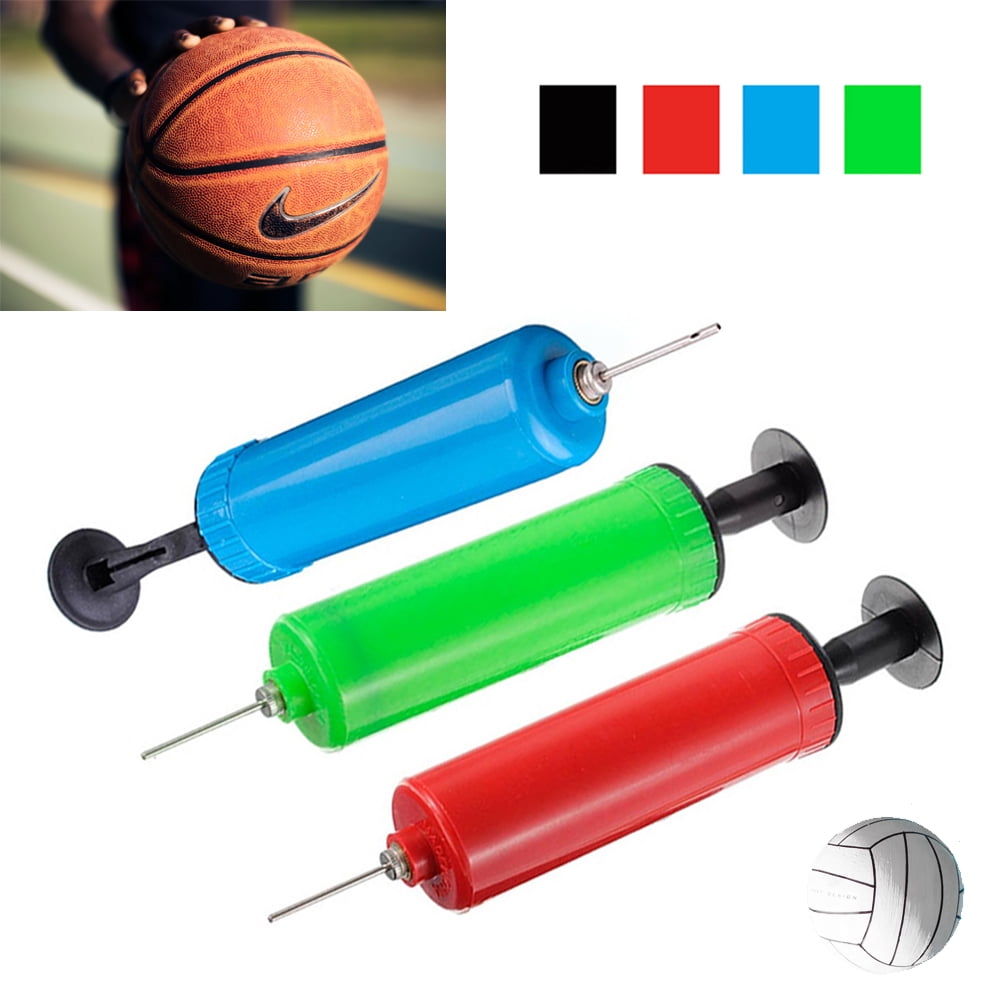 3X Sports Ball Hand Air Pump Soccer Football Inflatable W Needle Portable Basket