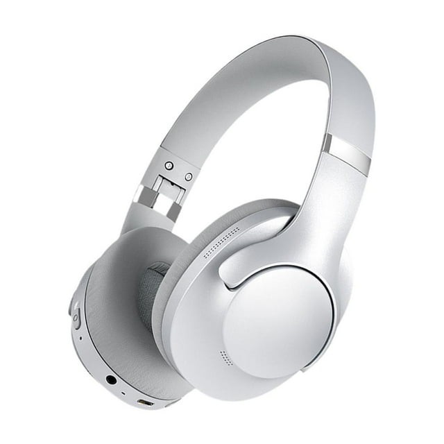 Auriculares supraurales,Auriculares supraurales plegables con cancelación de ruido,Auriculares 50 h de autonomía con audio para viajes en casa,Auriculares estéreo de oficina con Gris plata