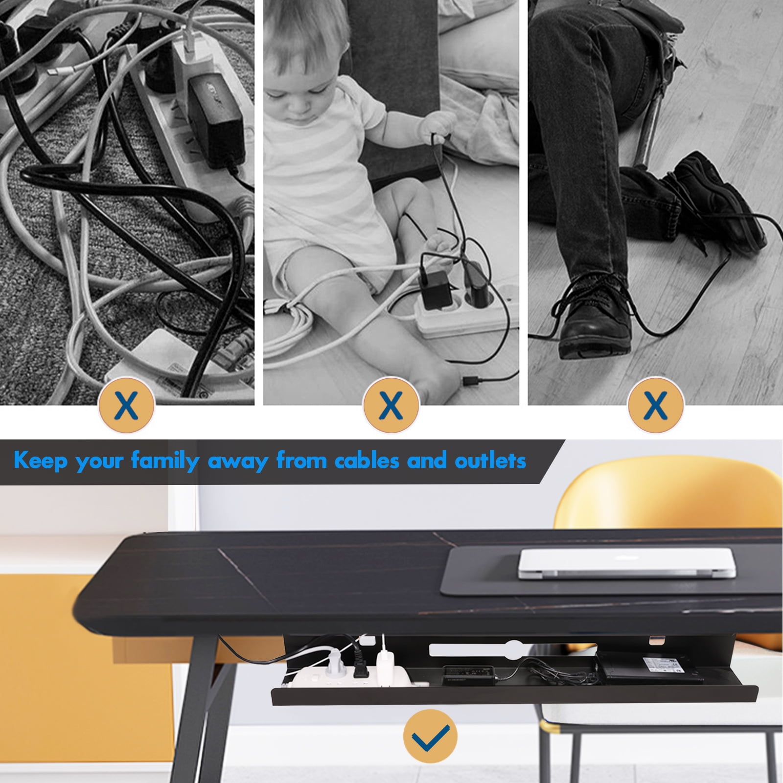 PAMO Cable Management Under Desk for Easy mounting Under-Table I